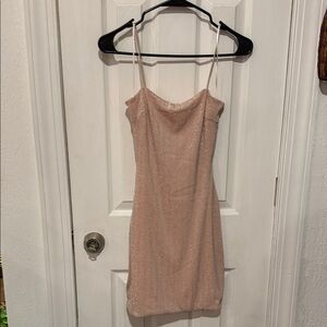 Chic Blush Spaghetti Strap Mini Dress